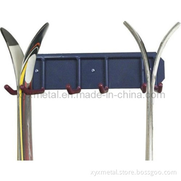 Winter Snow Two Skis Poles Wall Mount Storage Rack